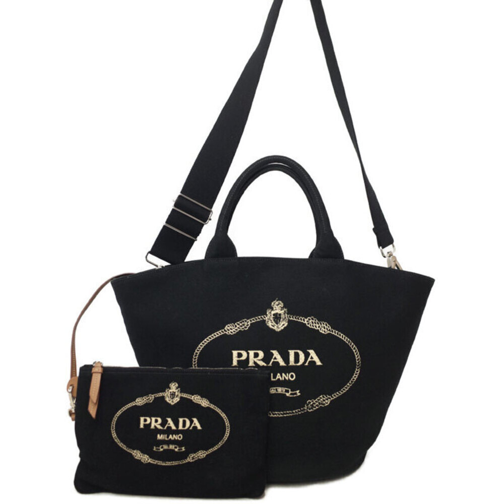 Prada Canapa Logo Convertible Shopping 2way Tote canvas Black